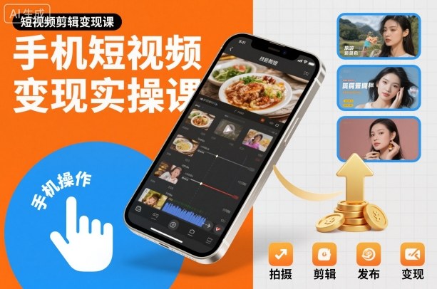 手机短视频变现实操课，短视频剪辑变现课-摇钱树